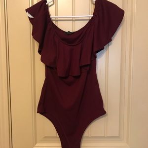 Maroon off the shoulder top